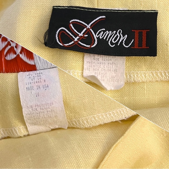 Yellow Double Breasted 80s Vintage Suit Dress Damon II Short Sleeve Knee Length - Picture 4 of 4